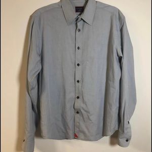 UNTUCKit Lt Blue/Gray Lg Sleeve Button up Size Med